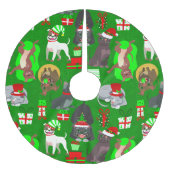 Weihnachtslieder Welpenhund Polyester Weihnachtsbaumdecke (Vorderseite)