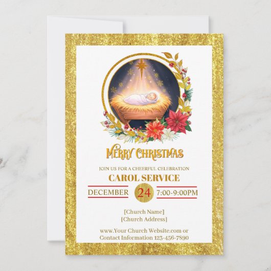 Weihnachtsliedergottesdienst Weihnachts Einladung (Vorderseite)