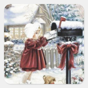Weihnachtslieferung nach Jahrgang Quadratischer Aufkleber