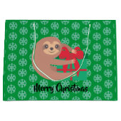 Weihnachtsliegeplatz mit Geschenk Grüner Schneeflo Große Geschenktüte (Vorderseite)