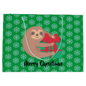 Weihnachtsliegeplatz mit Geschenk Grüner Schneeflo Große Geschenktüte (Rückseite)