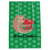 Weihnachtsliegeplatz mit Geschenk Grüner Schneeflo Mittlere Geschenktüte (Rückseite)