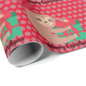 Weihnachtsliegeplatz mit Geschenk Roter Schneefloc Geschenkpapier (Rolleneckpunkt)