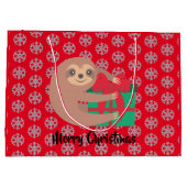 Weihnachtsliegeplatz mit Geschenk Roter Schneefloc Große Geschenktüte (Rückseite)