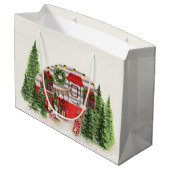 Weihnachtsliegeplatz Rustikale Szene Große Geschenktüte (Rückseite Schrägansicht)