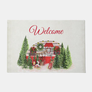 Weihnachtsliegeplatz Rustikale Szene Willkommen Fußmatte