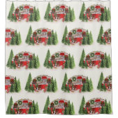 Weihnachtsliegeplatz Rustikales Muster Duschvorhang (Vorderseite)