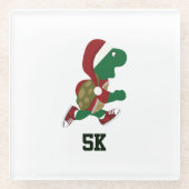 Weihnachtsliegeschildkröte 5K Glasuntersetzer (Vorderseite)