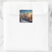Weihnachtsliegezug Quadratischer Aufkleber (Tasche)