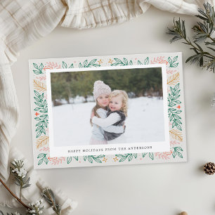 Weihnachtslinie Art Two Side Family Foto Feiertagskarte