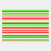 Weihnachtslinien grün, weiß, rot farbig geschenkpapier set (Vorderseite)