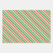 Weihnachtslinien grün, weiß, rot farbig geschenkpapier set (Vorderseite)