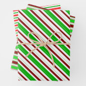 Weihnachtslinien grün, weiß, rot farbig geschenkpapier set (Beispiel)