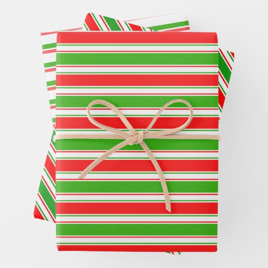 Weihnachtslinien grün, weiß, rot farbig geschenkpapier set (Beispiel)