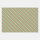 Weihnachtslinien grün, weiß, rot farbig geschenkpapier set (Vorderseite 3)