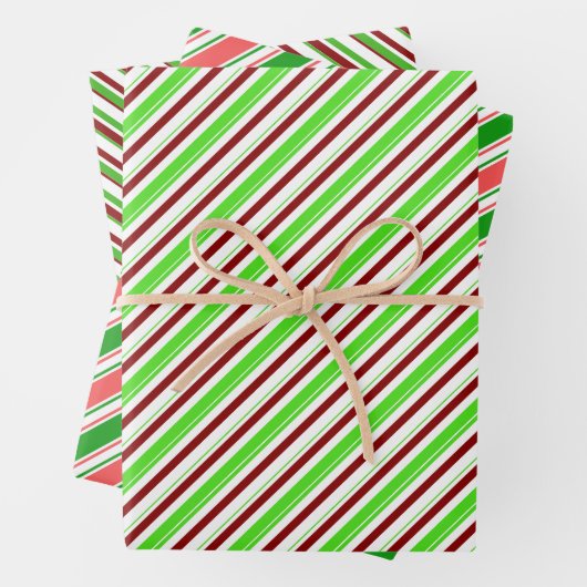 Weihnachtslinien grün, weiß, rot farbig geschenkpapier set (Beispiel)