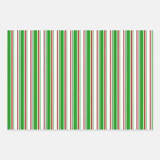 Weihnachtslinien im festlichen Grün, Weiß, Rot Geschenkpapier Set (Vorderseite 3)