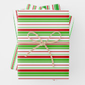 Weihnachtslinien im festlichen Grün, Weiß, Rot Geschenkpapier Set (Beispiel)