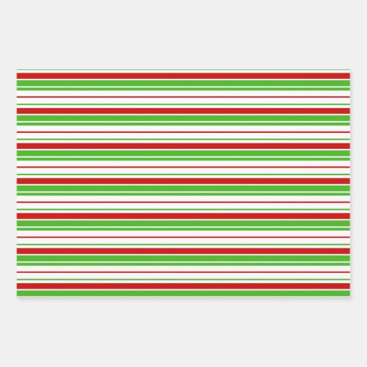 Weihnachtslinien im festlichen Grün, Weiß, Rot Geschenkpapier Set (Vorderseite)
