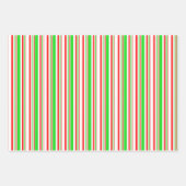 Weihnachtslinien im festlichen Rot, Weiß, Grün Geschenkpapier Set (Vorderseite)