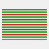 Weihnachtslinien im Grünen, Weiß, Rot und Rot Geschenkpapier Set (Vorderseite)