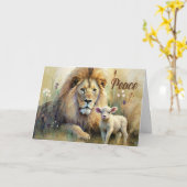 Weihnachtslion liegt in Frieden mit dem Lamm Karte (Gelbe Blume)