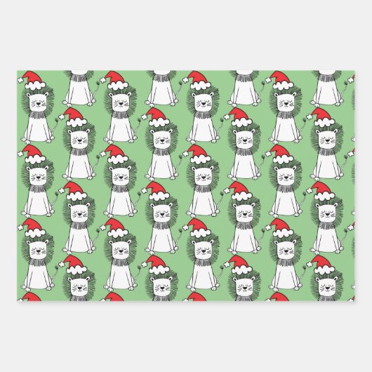 Weihnachtslionen Geschenkpapier Set (Vorderseite)