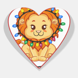 Weihnachtslionenkuchen in Weihnachtslichtern verpa Herz-Aufkleber