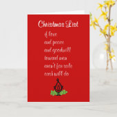 Weihnachtsliste - ein lustiges Weihnachtsgedicht Karte (Gelbe Blume)