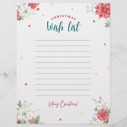 Weihnachtsliste für Erwachsene (Vorderseite)