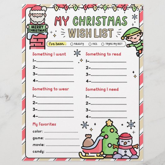 Weihnachtsliste für Kinder Geheimliste (Vorderseite)