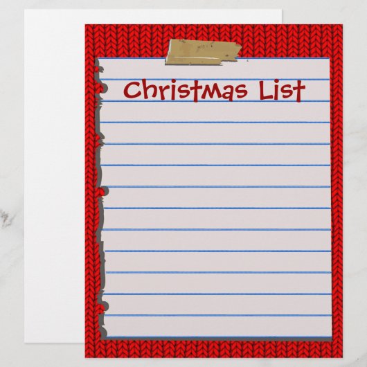 Weihnachtsliste Letterhead Stationierung (Vorne/Hinten)