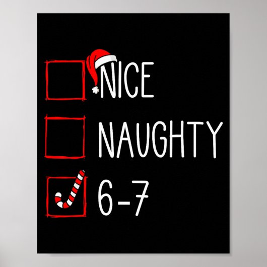 Weihnachtsliste Nett Unartig 6 7 Lustig Sechs Sieb Poster (Vorne)