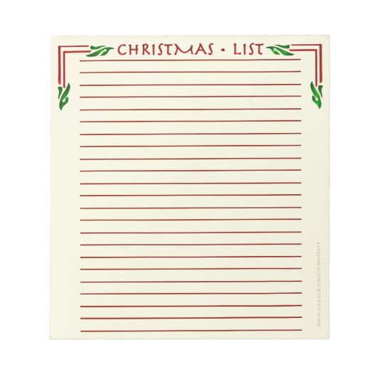 Weihnachtsliste (Notepad) Notizblock (Vorderseite)