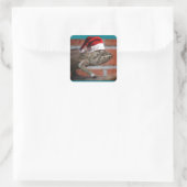 WeihnachtsLizard Quadratischer Aufkleber (Tasche)