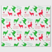 Weihnachtsllamas und Schneeflocken Rot und Grün Geschenkpapier (Flach)