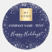 Weihnachtslogo für Silberne Glitzer Runder Aufkleber (Vorderseite)