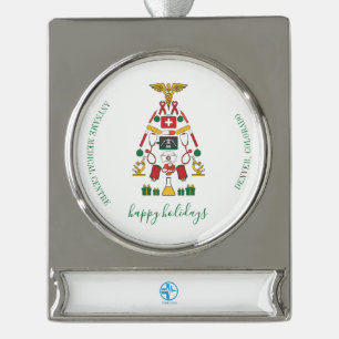 Weihnachtslogo Medizinisches Zentrum hinzufügen Banner-Ornament Silber