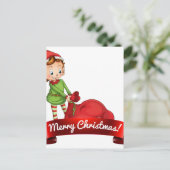 Weihnachtslogo mit Elf Feiertagspostkarte (Stehend Vorderseite)