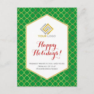 Weihnachtslogo Modern Green Gold Red Business Postkarte