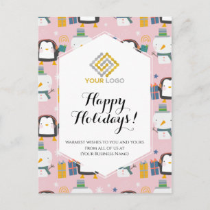Weihnachtslogo Niedliche Pinguine Snowmen Business Postkarte