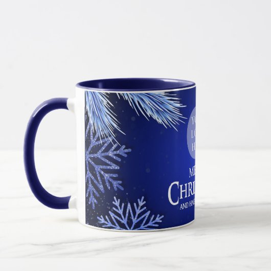 Weihnachtslogo Royal Blue Tasse (Links)