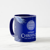 Weihnachtslogo Royal Blue Tasse (Vorderseite Links)