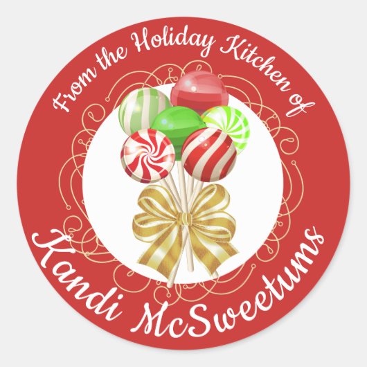 Weihnachtslollipop-Süßigkeiten aus der Küche des L Runder Aufkleber (Vorderseite)