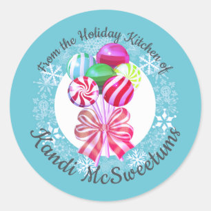 Weihnachtslollipops Süßigkeiten aus der Küche Runder Aufkleber