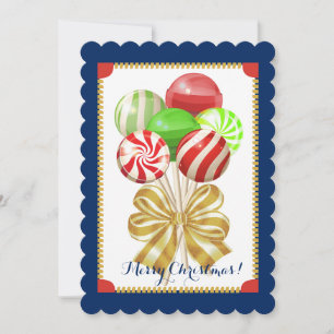 Weihnachtslollipops Süßigkeiten Bogen Feiertagskarte