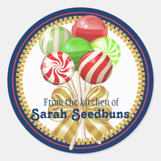Weihnachtslollipops Süßigkeiten Bogen Runder Aufkleber (Vorderseite)