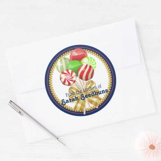 Weihnachtslollipops Süßigkeiten Bogen Runder Aufkleber (Umschlag)