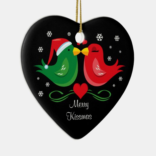 Weihnachtslovebirds-personalisierte Verzierung Keramik Ornament (Rechts)