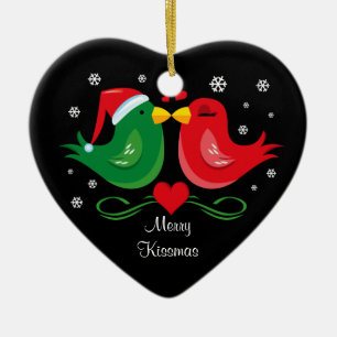 Weihnachtslovebirds-personalisierte Verzierung Keramik Ornament